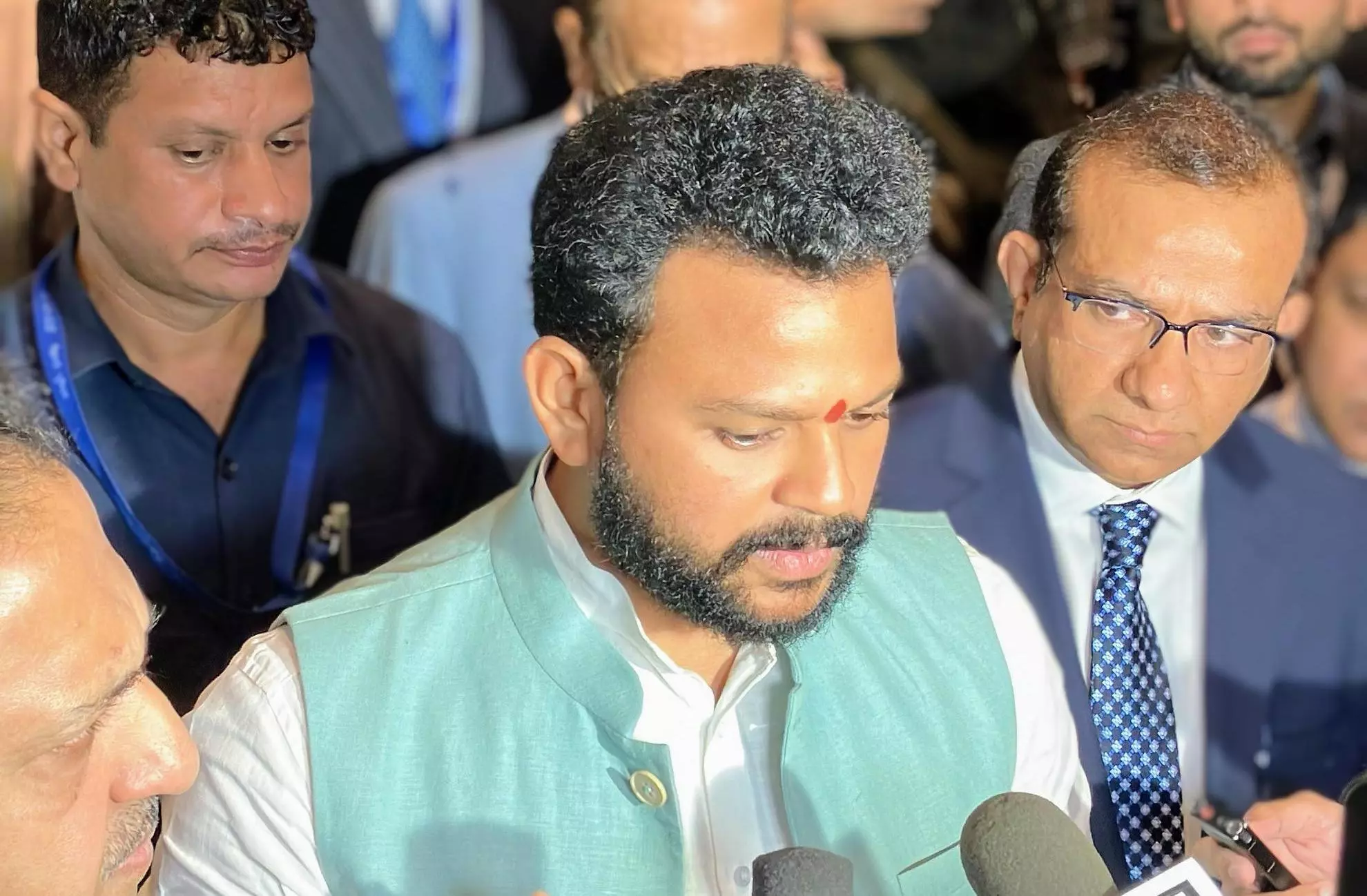 Kinjarapu Ram Mohan Naidu, Minister of Civil Aviation, while addressing the press after his inaugural session at the 10th edition of PHDCCI Aviation & Air Cargo Summit 2024, held in New Delhi on September 4, 2024. 