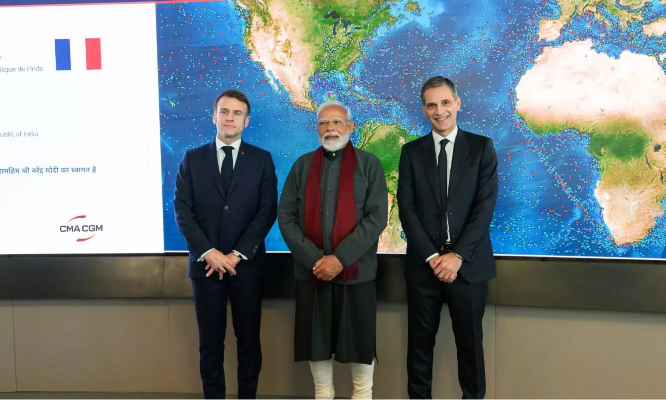 Modi, Macron visit CMA CGM Group HQ in Marseille