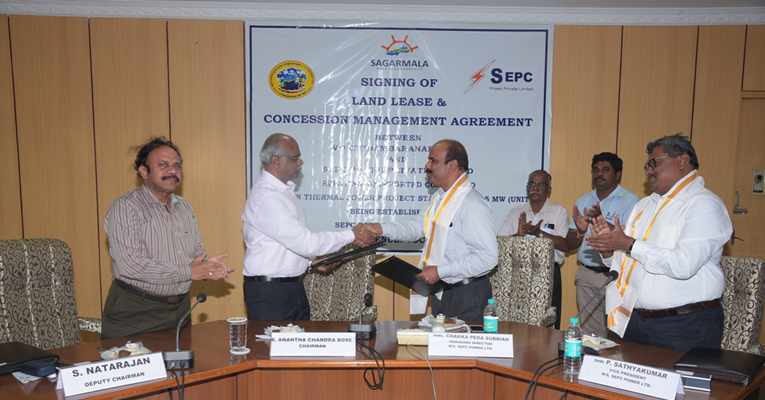 VO Chidambaranar Port signs Land Lease Agreement and Concession Management Agreement with SEPC Power